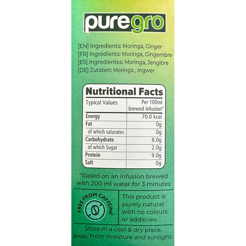 Puregro Moringa & Ginger Tea 40g (20 TEA BAGS) |