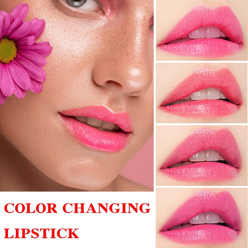 2 Pack Crystal Flower Jelly Lipstick,PH Magic Temperature Color Change