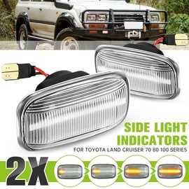 TOOLSAGE 2Pcs/Pair LED Side Repeater Indicator Light for 12 Volt Motor Toyota Land Cruiser 70 80 100 Series