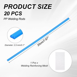 sourcing map 10pcs Plastic Welding Rods, 8 Inch PP Welding Repair Strips Welder Rods with Reinforcing Mesh for Car Bumpers, Kayak Repair, Plastic Welder, Blue