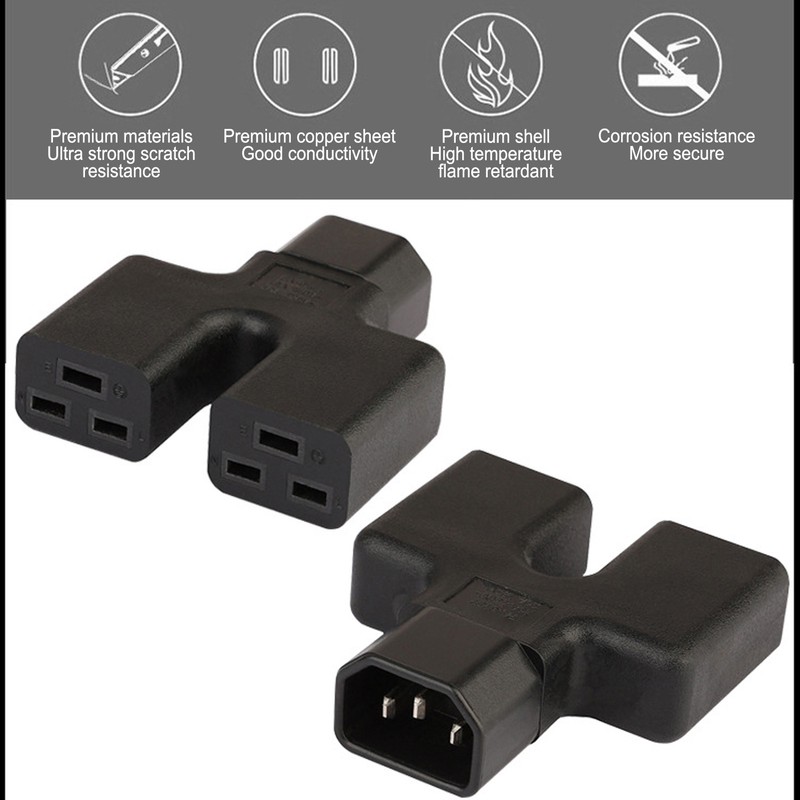 IEC320 C14 to Dual C19 Power Adapter Copper Conductor PVC