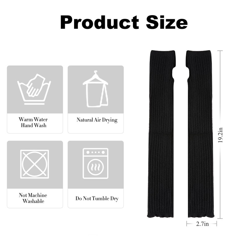 Gisimo 100% Merino Wool Arm Warmers Long Fingerless Gloves Knit