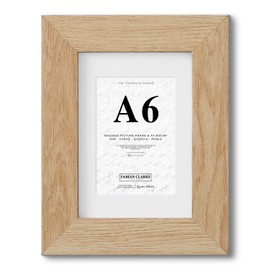 Fabian Clarke London® A6 Modern Oak Wooden Picture Photo Frame with White A7 Mount to Hang Portrait or Landscape