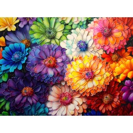 Rainbow of Flowers 1000 Piece Adult Jigsaw Puzzle by Cross & Glory: Stunningly Vibrant Colors, Challenging Brain Exercise, for Puzzle Lovers!