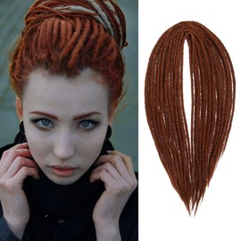 20" Double Ended Dreadlock Extensions 15 Strands DE Synthetic Handmade Braiding Dread Extensions (20Inch, Copper Red-350#)