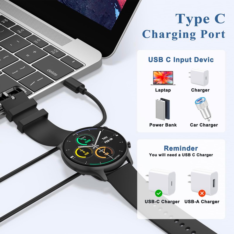 Bip 5 Charging Cable 1M Charger with Anti-lost Cord Magnetic