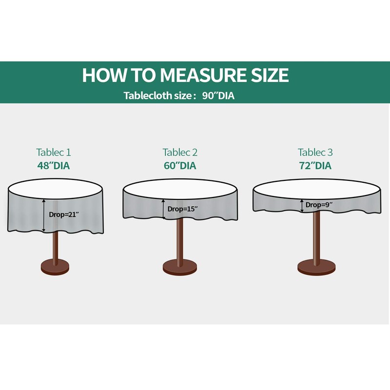 Surmente Tablecloth 90 Inch Round Polyester Table Cloth for Weddings,