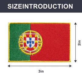 JBSJBS Portugal Flag Embroidered Patches Portuguese Flags Patch Portugal Military Tactical Patch Team Logo Decorations(2Pack)