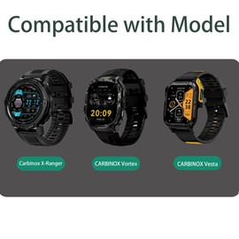 Lamshaw Compatible with Carbinox Vortex Bands, Sports Silicone Band Strap Replacement Wristband Compatible with Carbinox X-Ranger, Vortex, Vesta Smart Watch (Black)