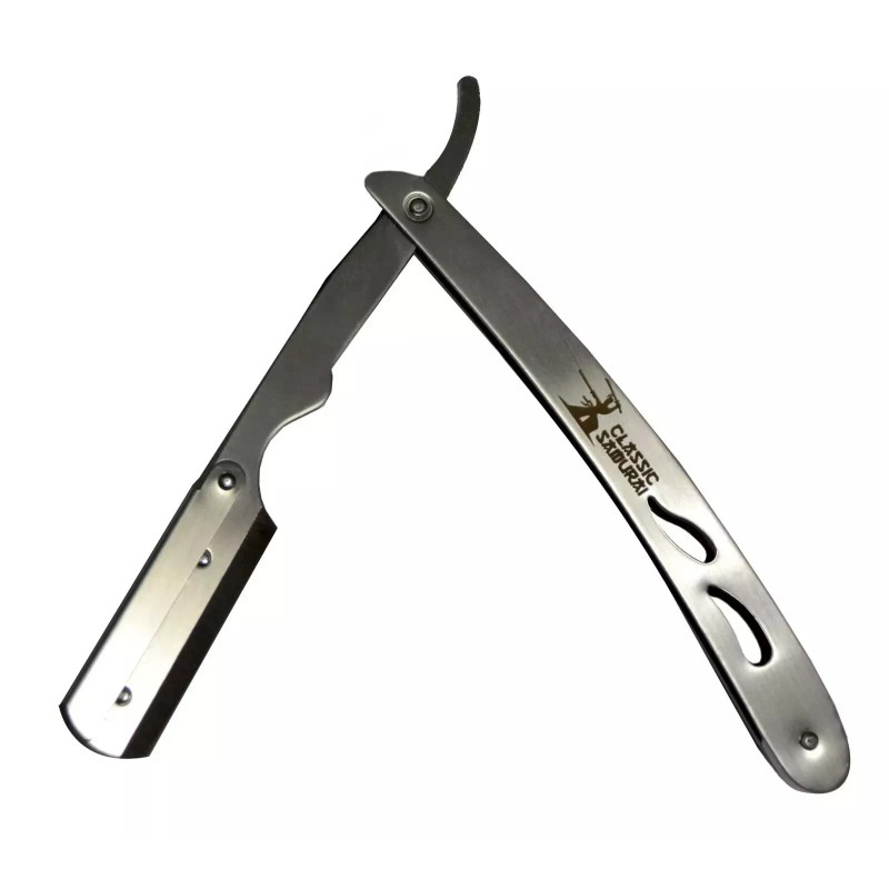 Classic Samurai Stainless Steel Straight Edge Barber Razor + 100