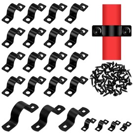 Hilitchi 12MM Black Durable U-Clamps Metal Pipe Clamps Assortment Kit Double Hole Double Hole Pipe Strap DIY U-Bracket