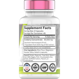 Cranberry Pills for Women: 30,000 mg - 90 Capsules | Urinary Tract Health & Support* | Cranberry Concentrate Extract Vitamin Supplement for Women | Non-GMO | Made in The USA!