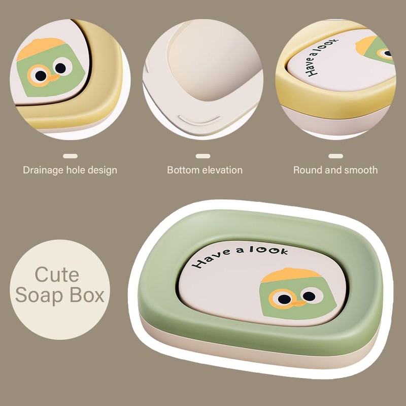 Rhys Pack of 2 Soap Dish, Soap Dish with Drain,