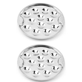 BAOPUSHIDAJILI 2Pcs Stainless Steel Escargot Plates with 12 Compartment Holes 7.5 Inch Seafood Snail Dish Escargot Baking Dish Server for Home, Kitchen, Restaurant, Hotel, BBQ