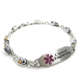My Identity Doctor - Medical Alert Bracelet for Women with Engraving - 5mm Steel, Glass - Purple - Wrist Size 8 Inch