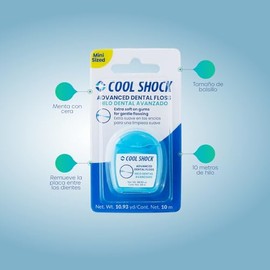 Cool Shock | Combo hilo dental avanzado. Sabor menta. Incluye 3pz con 30m c/u y 3pz con 10m c/u. Caja con 6 pzs.