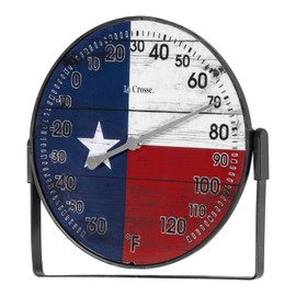 104-105TX La Crosse 5" Texas Flag Indoor/Outdoor Dial Thermometer with Bracket