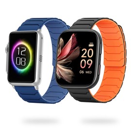 Compatible for FITVII Smart Watch Bands, 20mm, 22mm Magnetic Watchband Compatible with FITVII HM57, Silicone Sport Strong Magnet Strap for HM78, HM68, HM21, H56, H86 Smart Watch Fitness Tracker (2 Pack A, for 22mm size band)