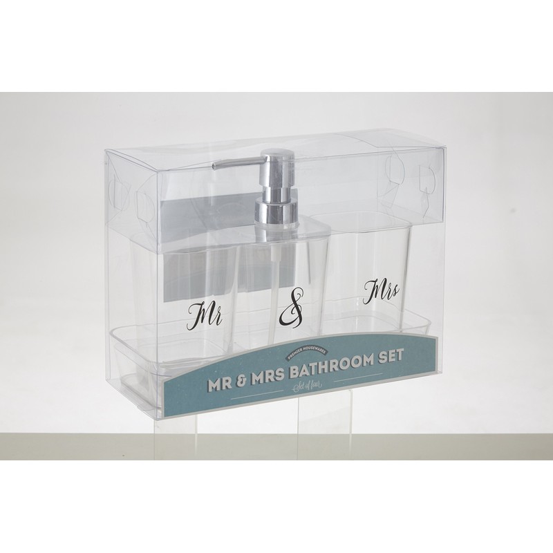 Premier Housewares Mrs Bathroom Set, Polyester/Acrylic, 24 x 10 x