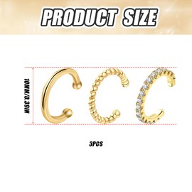 Pack of 3 Ear Cuff for Women Ear Cuff Earrings Fake Earrings Hypoallergenic Small Hoop Earrings Sleeping Golden Earrings 14K Gold Earcuffs Fake Helix Cartilage Earrings Ear Cuff with Gift Box