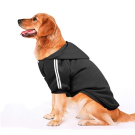 NAMSAN Dog Jumper, Warm Dog Clothing, Winter Clothing for Large Dogs, Button Design, Dog Hoodie, Black - 3XL
