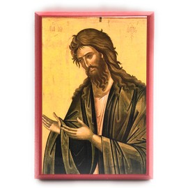 Wooden Greek Orthodox Christian Icon Saint John The Baptist Intercessor (4.5" x 6.5")