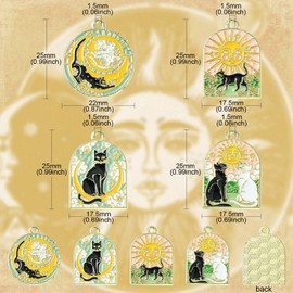 KitBeads 20pcs Enamel Tarot Charms Sun Moon Celestial Cat Charms Black White Kitten Charms for Jewelry Making Bracelets Bulk