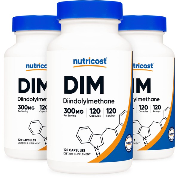 Nutricost DIM (Diindolylmethane) 300mg, 120 Capsules with BioPerine (3 Bottles)