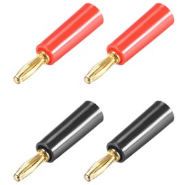 sourcing map 4 Pieces 4 mm Banana Plug Speaker Plug Black Red Cable Connector Connectors Socket