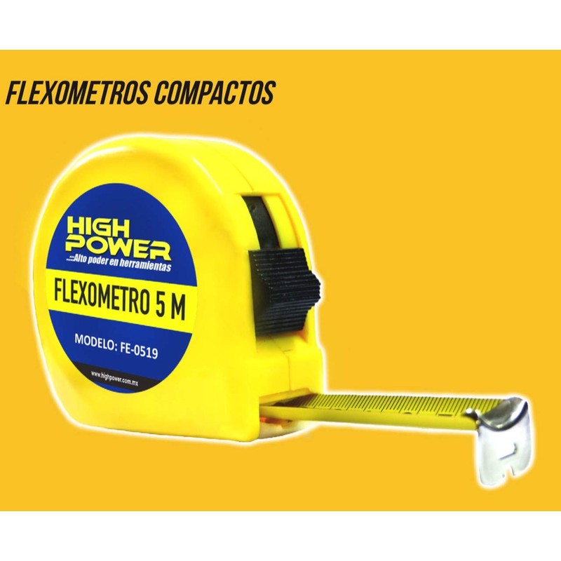 High Power Flexómetro 5 metros. (medidas en centímetros y pulgadas)