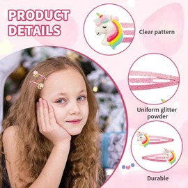 VARKAGE Pack of 24 Unicorn Hair Clips Girls Glitter Hair Clips Children Multicoloured Cartoon Clips Children for Girls Children Baby Gifts