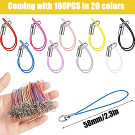 Elandy 100PCS Lanyard Phone Ring Straps Detachable Charm Cords Cell Phone Split Ring Strap for Hanging Charms USB DIY Drive Keychain(Multi Color)