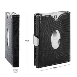 LIULIHUA LLH Leather Trifold Wallet - RFID Blocking with Stainless Steel Locking Clip Wallet, Minimalist Front Pocket RFID Blocking Credit Card Holder (Yellow) (Black-B)