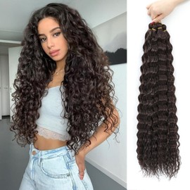 AMLUCKS Deep Wave Braiding Hair Ocean Wave Crochet Hair for Black Women Girls Synthetic Water Wave Crochet Hair Extensions for Boho Braids (4#, 22inch-3)