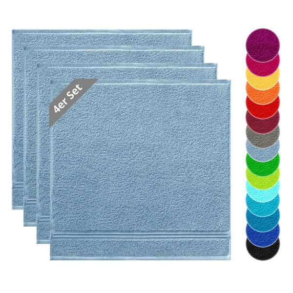 Lashuma Linz Kitchen Towels, Doves, Blue, Set of 4, Terry Towelling Kitchen Towels, 50 x 50 cm