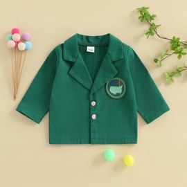 Muspeczenith Toddler Baby Boy Golf Outfit Long Sleeve Lapel Button Down Blazer Jacket 1st 2nd Bithday Outfit Gifts (Green, 9-12 Months)