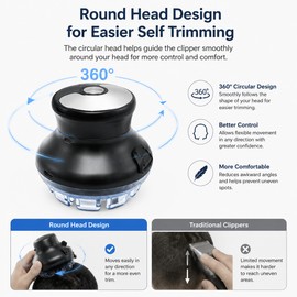 Cordless Circular Hair Clipper for Self Haircuts – Adjustable 3–12 mm Trimmer with LED Display for Easy Home Grooming
