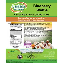 Blueberry Waffle Costa Rica Decaf Coffee (Gourmet, Naturally Flavored, Whole Coffee Beans) (4 oz, ZIN: 568833) - 2 Pack