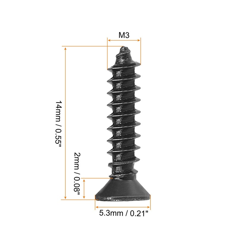 sourcing map M3 x 14mm Wood Screws Phillips Flat Head