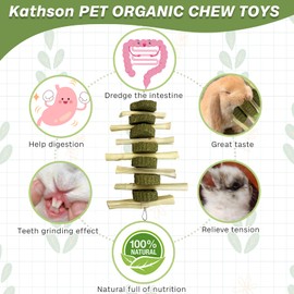 kathson Chinchilla Treats Bunny Chew Toys for Rabbits Teeth Grinding,Organic Bamboo Sticks Natural Toys for Hamsters 4 Pack