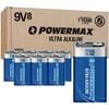 Powermax 8-Count 9V Batteries, Ultra Long Lasting Alkaline Battery for