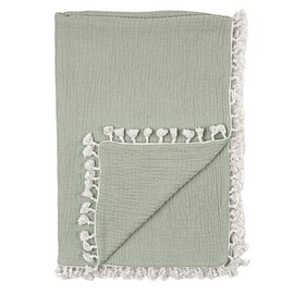 Crane Baby Muslin Swaddle Blanket, Soft Cotton Lightweight Nursery and Stroller Blanket for Baby Boys & Girls, Fern Green, 30" x 40"