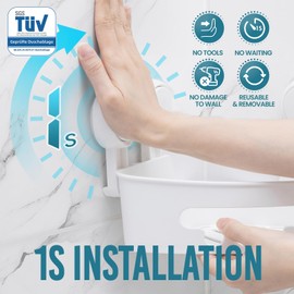 TAILI Shower Shelf Suction Cup Shower Shelf No Drilling Corner Pack of 2 Shower Shelf Suction Cups Shower Gel Holder Removable Load Capacity 10 kg Waterproof Shower Basket for Shampoo and Shower Gel White