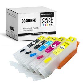 COCADEEX 250XL Empty Refillable Ink Cartridge Replacement for Canon PGI-250XL CLI-251XL,for Pixma MG5420 MG5422 MG5500 MG5520 MG5522 MG5620 MG5622 MG6420 MG6620 MX722 MX920 MX922 IP7220 IX6820 Printer
