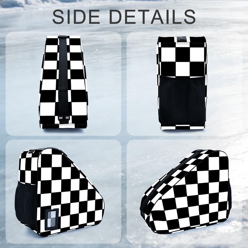 Bzocm Checkered Skate Bag For Ice Roller Inline Skates With