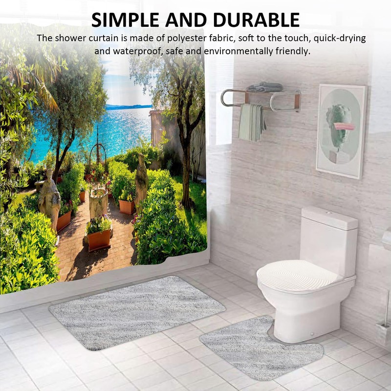 MEMOFYND 1 x 3D Shower Curtain with 12 x Plastic