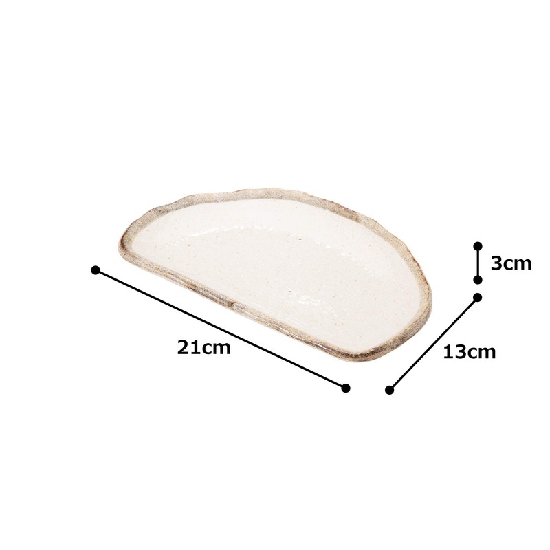 Mino Ware K51228 Shirokaratsu Half Moon Plate