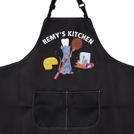LEVLO Remy Rat Kitchen Apron With Pockets Remy The Rat Touille Movie Fans Gift Apron For Cooking Waterproof Adjustable (REMYY'S KITCHEN apron uk)