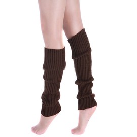 Ewanda store Women 80s Ribbed Leg Warmers Knitted Wool Crochet Long Boot Socks for Party Dance Sports Yoga Accessories,Coffee