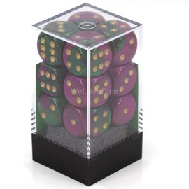 DND Dice Set-Chessex D&D Dice-16mm Gemini Green, Purple, and Gold Plastic Polyhedral Dice Set-Dungeons and Dragons Dice Includes 12 Dice – D6, (CHX26634)